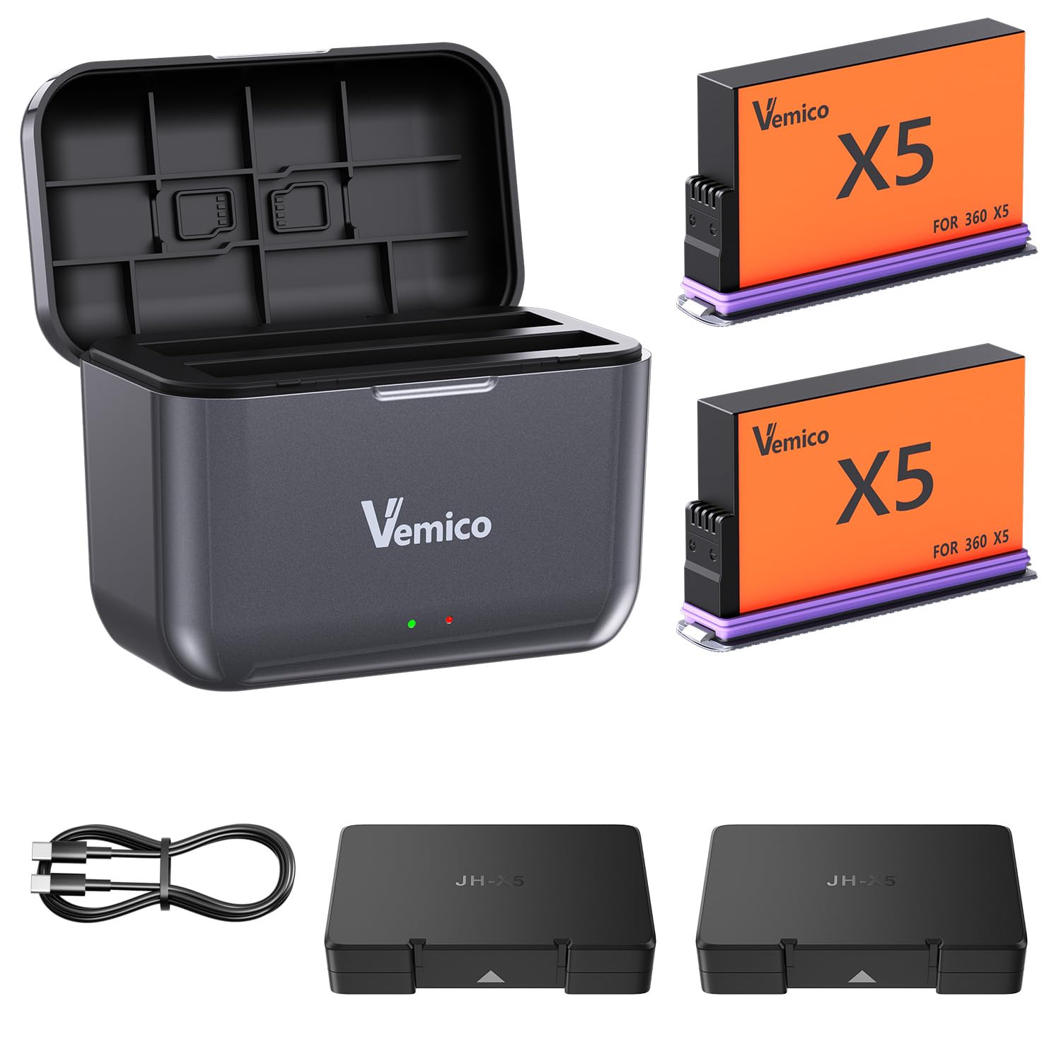 Amazon | Vemico For Insta 360 X5 バッテリーセット 2800mAh互換 