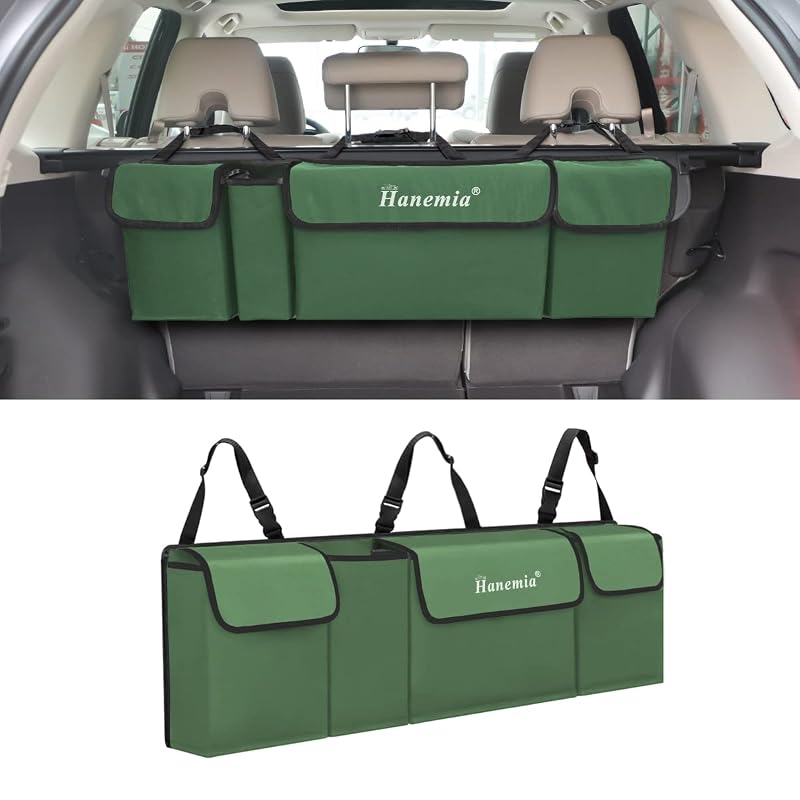Organizador para Porta-Malas Dobrável com 4 Bolsos Hanemia Verde Militar