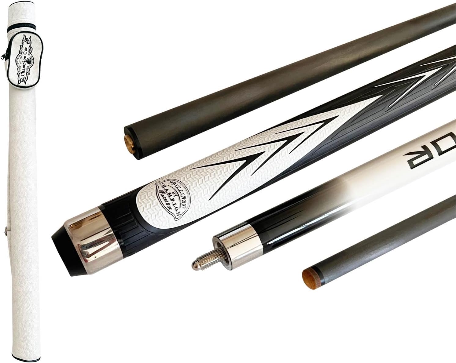 White Spider Carbon Fiber Billiard Cue Stick 12.5mm Tip Size, A Hard case, A Champion Glove, Model: CK-WT