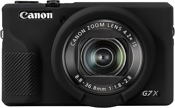 Elonbo Camera Case for Canon G7 X Mark III, Soft Silicone Protective Case for Canon PowerShot G7X Mark III Digital Camera, Removable Lens Cover, Black