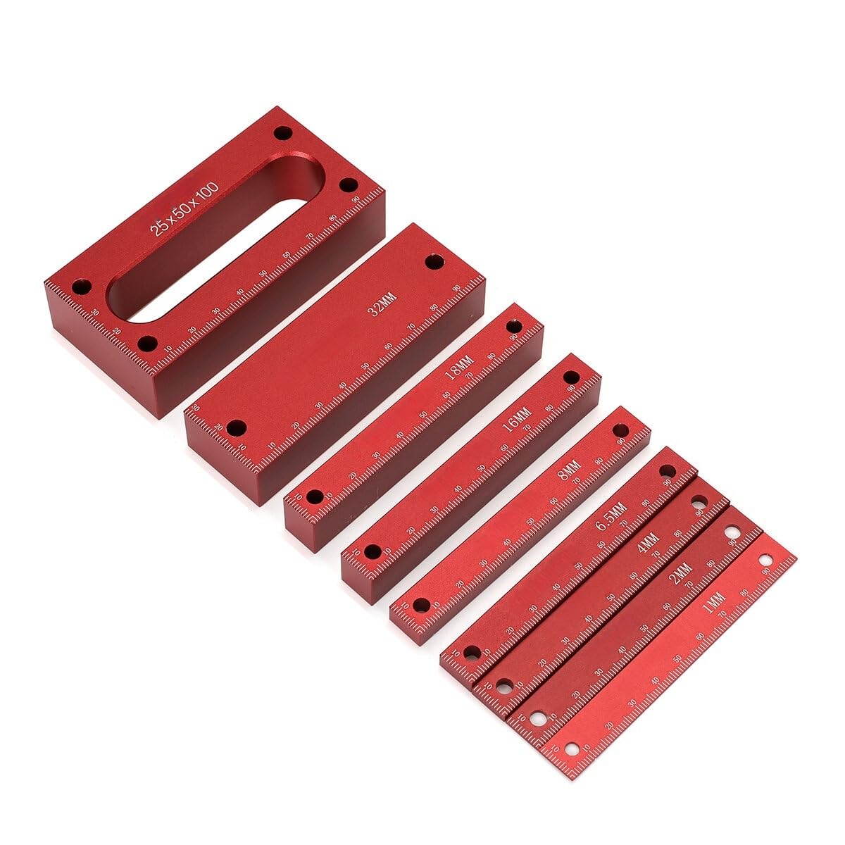 VIDOO Bloques Configuración Carpintería Calibre Altura Barras Aleación Aluminio para Accesorios Fresadora y Sierra-Métrico