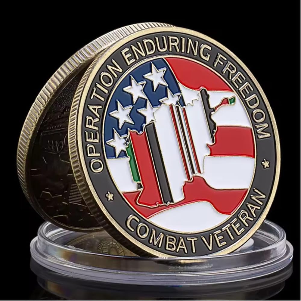 Minhbder Gold/Silver Commemorative Coins Us Afghanistan War Combat Veteran Operation Enduring Freedom Challenge Coin Oef Collectible Coins