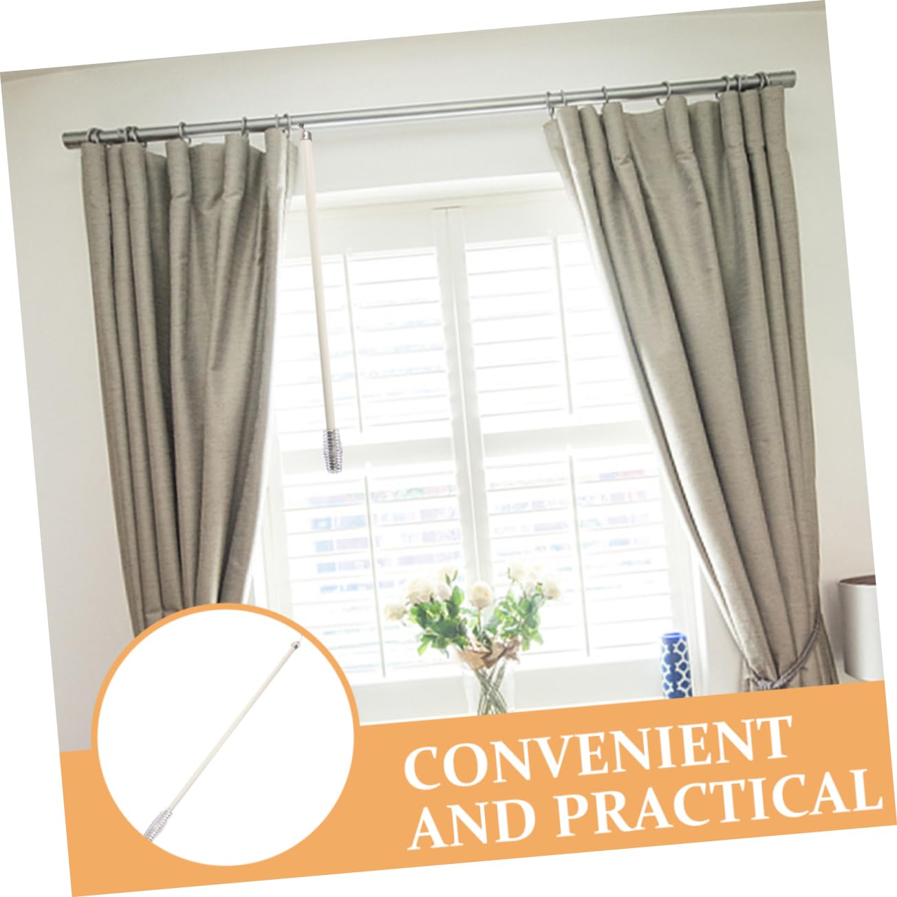 Tirador de Cortina Flexible y Ergonómico en Aleación de Aluminio Blanco para Barras de Tiro para Cortinas Modernas Adecuado para Apertura de Ventanas