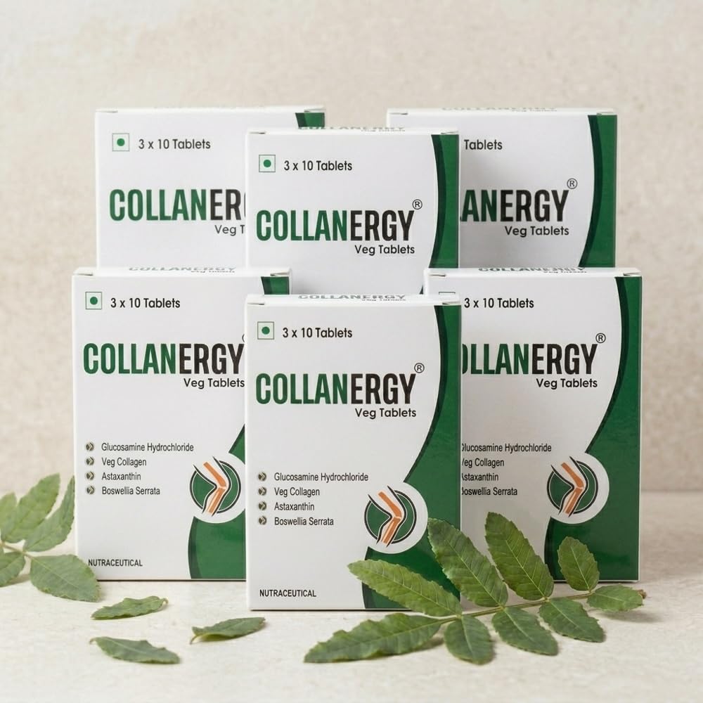 SHUBAN Collanergy Veg Tablets with Glucosamine Boswellia Astaxanthin Vegcol Formula Green Tablet Form Blister Packaging Supplement-image-48
