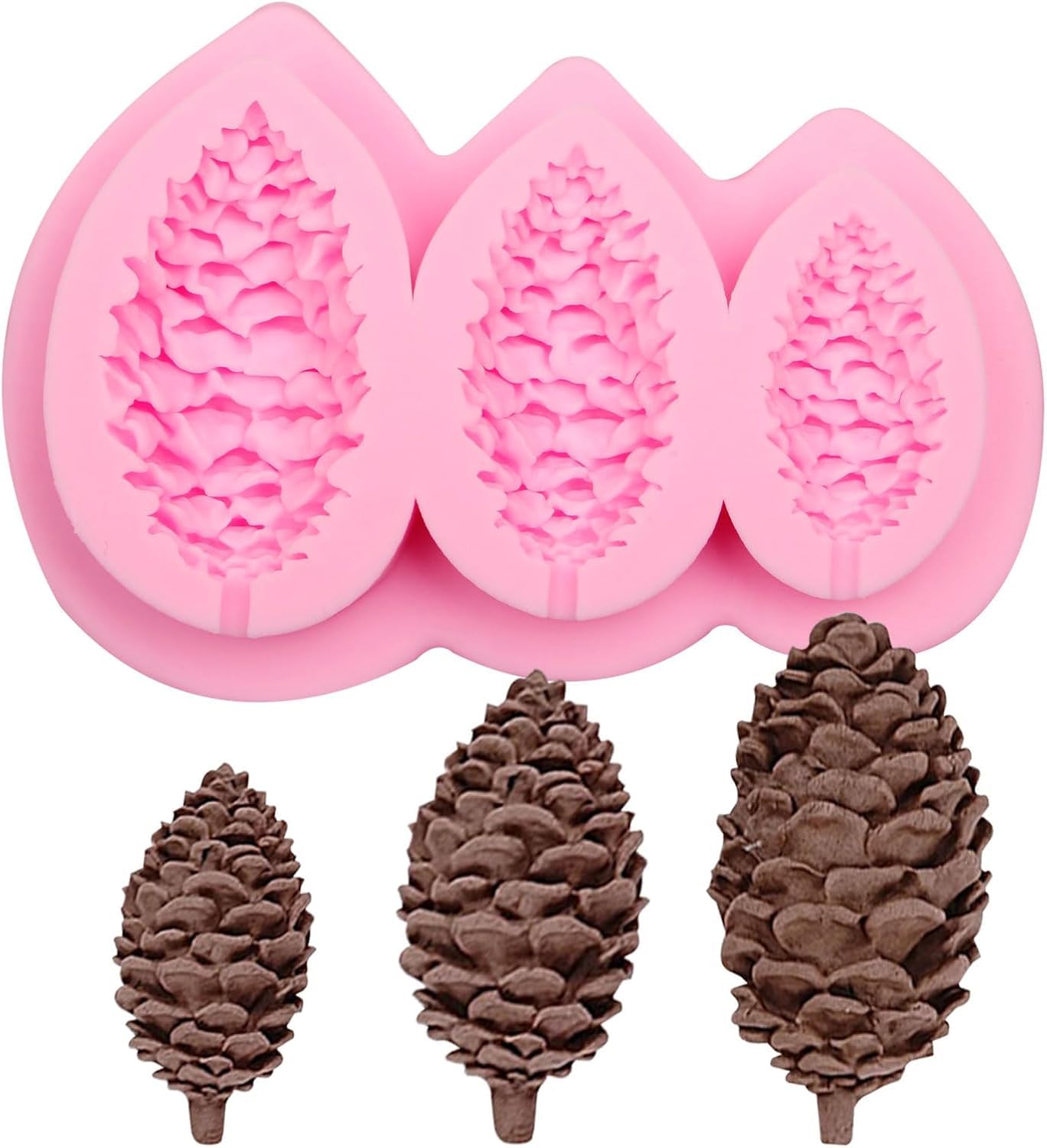 Christmas Pine Cones Silicone Candle Mould 3D Xmas Pine Tree Mold for Making Scented Candle DIY Waxmelts Epoxy Resin Casting Home Decor Cake Chocolate Christmas Party Gift Plaster Polymer Clay-image-25