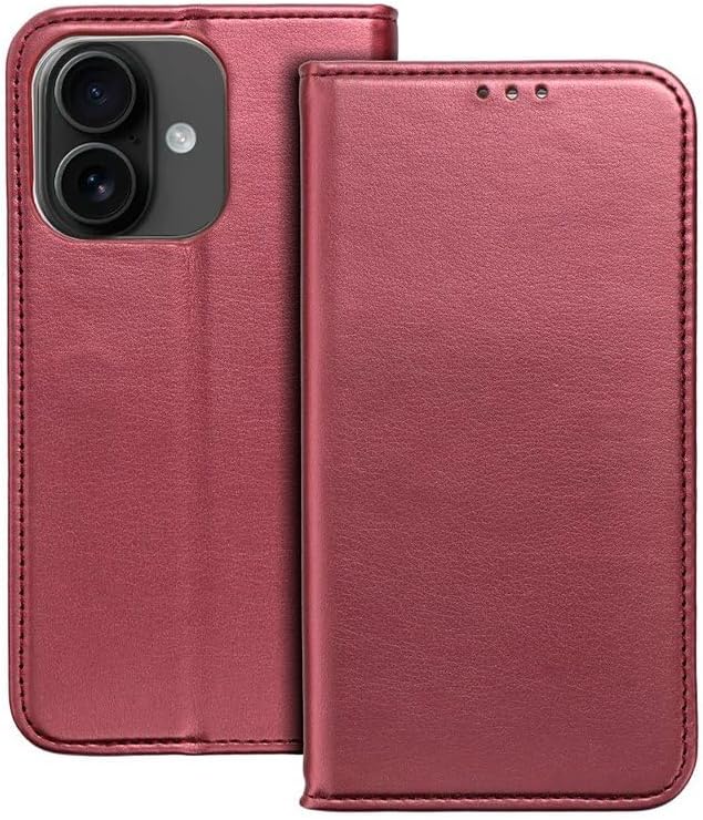 Cool Flip Cover Case for iPhone 16 Pro Smooth Burgundy