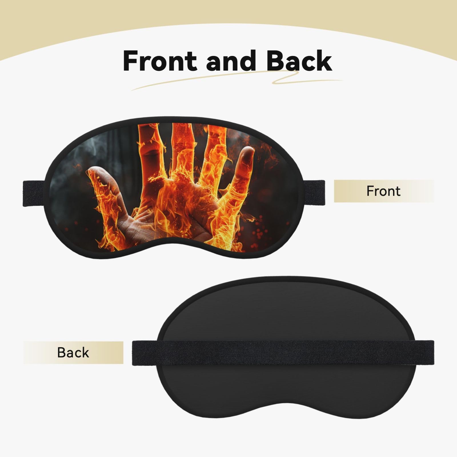 Sleep Mask for Side Sleeper Silk Sleeping Eye Masks with Elastic Strap Super Soft Eye Sleep Shade Cover Fire Flame Hand Blackout Night Blindfold for Women Men Travel