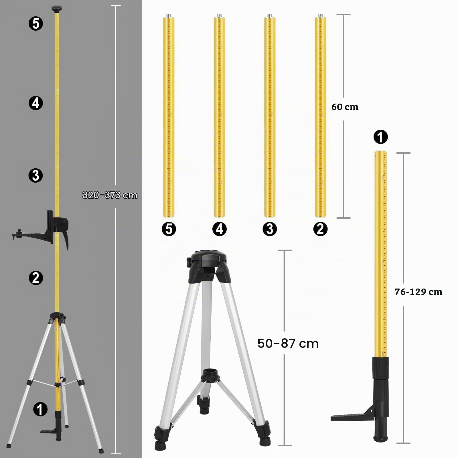 Teleskopstange Laser Stativ 3.7m/12ft für Kreuzlinienlaser