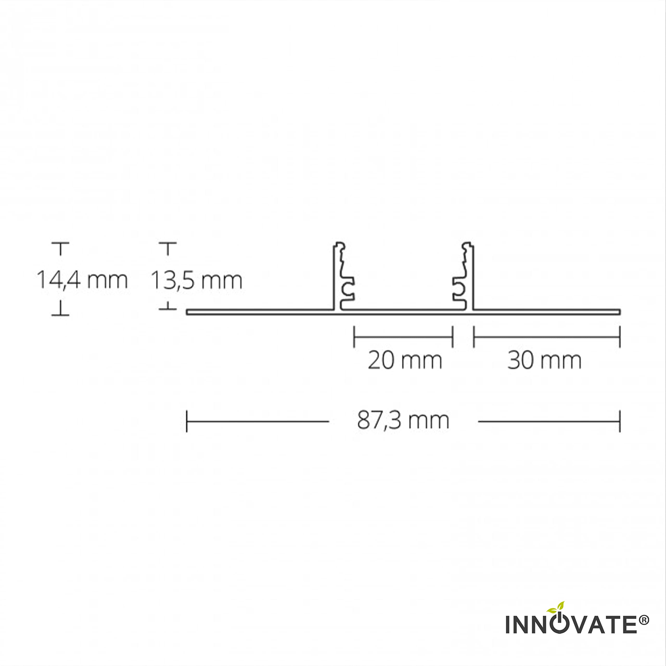 Profilé LED En Aluminium - Montage - 2000 × 64,2 × 13,8 Mm