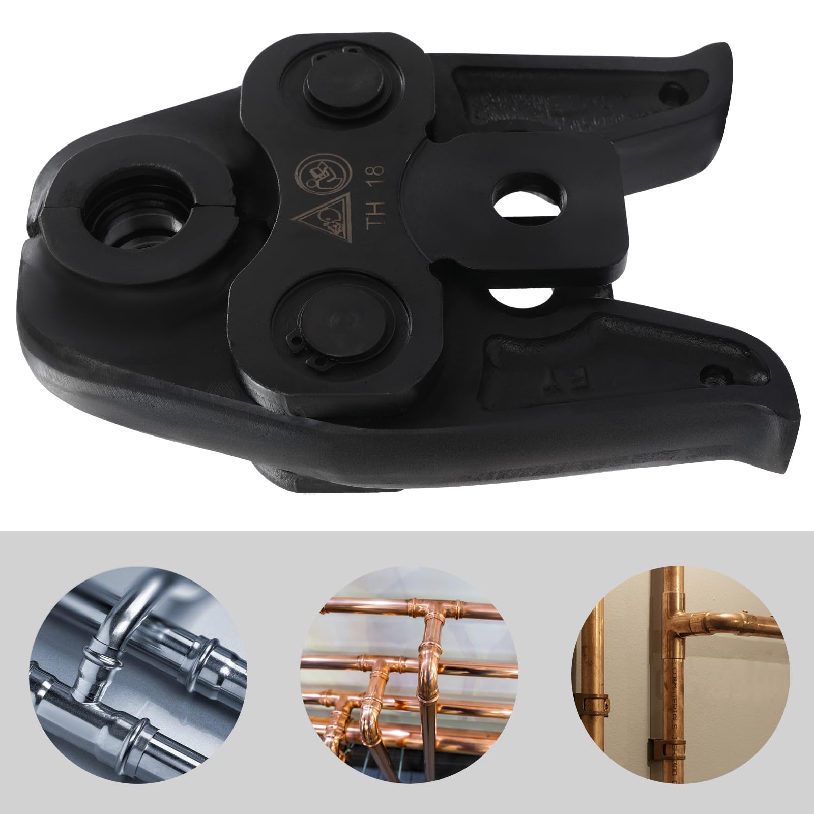 TH18 - Mordaza de prensado, cabezal de prensado para crimpadora manual, mordaza de prensa robusta para prensar tubos de 18 mm y accesorios PEX