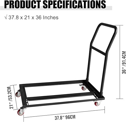 Miniatura 2 de Silla plegable Dolly para sillas plegables con 2 ruedas giratorias, estantes plegables de acero en forma de L para restaurante y cocina casera,