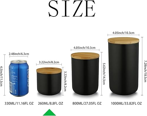 Miniatura 2 de Envase de cerámica para almacenamiento de alimentos, diseño moderno, con tapa hermética de bambú, para té, café, especias, aperitivos y condimentos