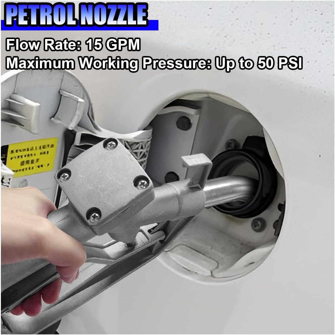 1" FNPT Fuel Nozzle, 15/16" Curved Spout Manual Fuel Nozzle with Hook and Swivel, Automotive Gas Pump Nozzle, Max Pressure 50 PSI, Used for Diesel Gasoline Kerosene