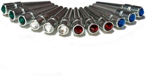 WE Games - Pinzas de metal con cristales de Swarovski austriacos (12 unidades), color rojo, transparente, verde y azul