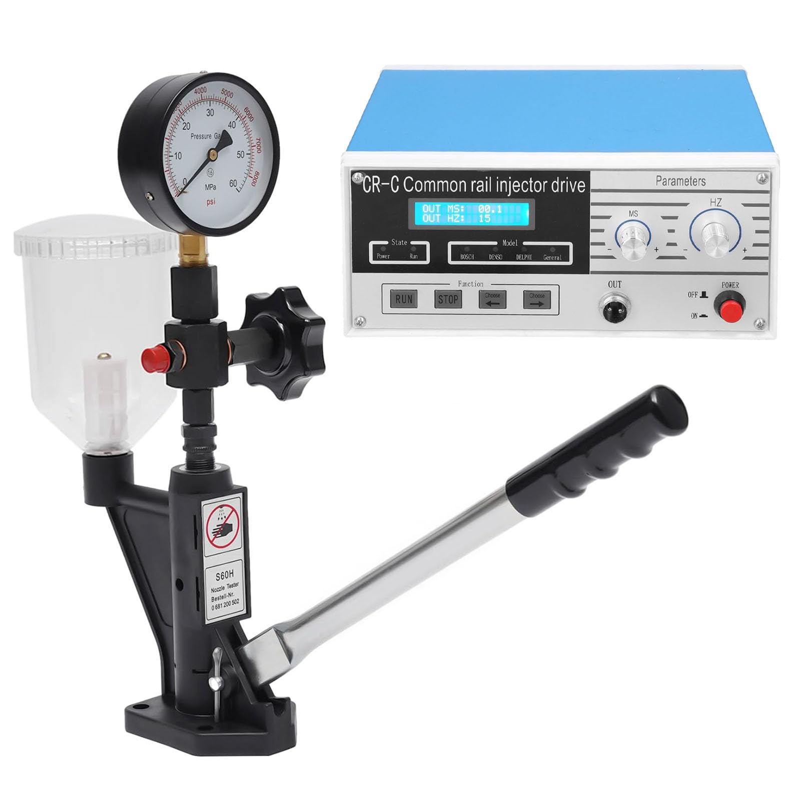 Cr-c Common Rail Tester Tester Zestaw Dyszą Paliwową S60h, 600 Bar 8000psi Wielofunkcyjni Wtryskiwacza O Wysokoprzewodnicy, Za 6190/6200/6170 Diesel(Size:CR-C+S60H)