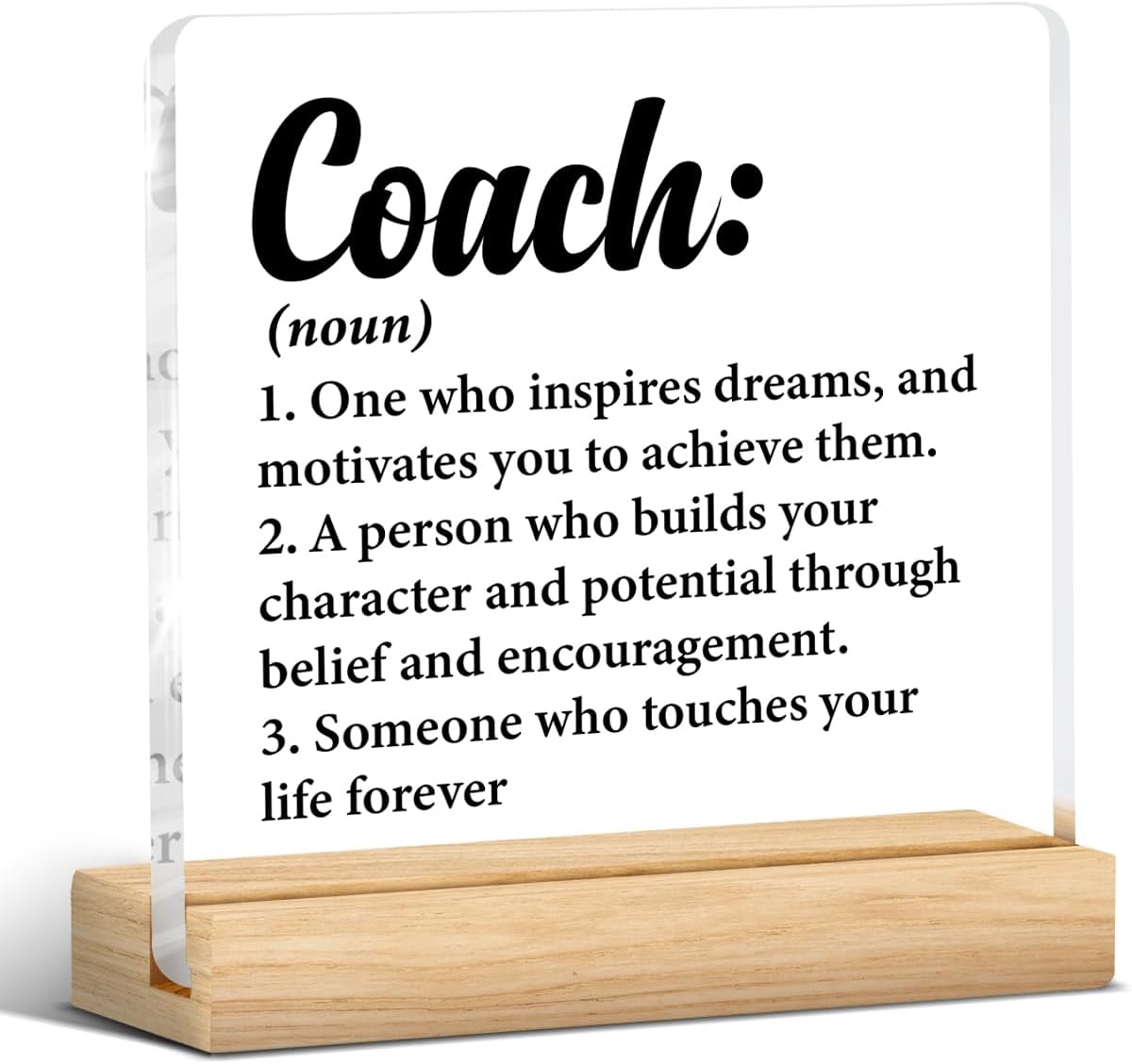 Thank You Coach Gifts for Women Men, Appreciation Gift for Coach Trainer Clear Acrylic Desk Decor Decorative Sign for Home Office, 4 x 4 Inches
