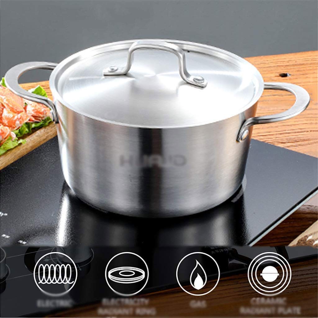 Acier Inoxydable Stockpot Induction Professionnelle sûre Casserole en Acier Inoxydable avec Couvercle - Couvercle en Acier Complet