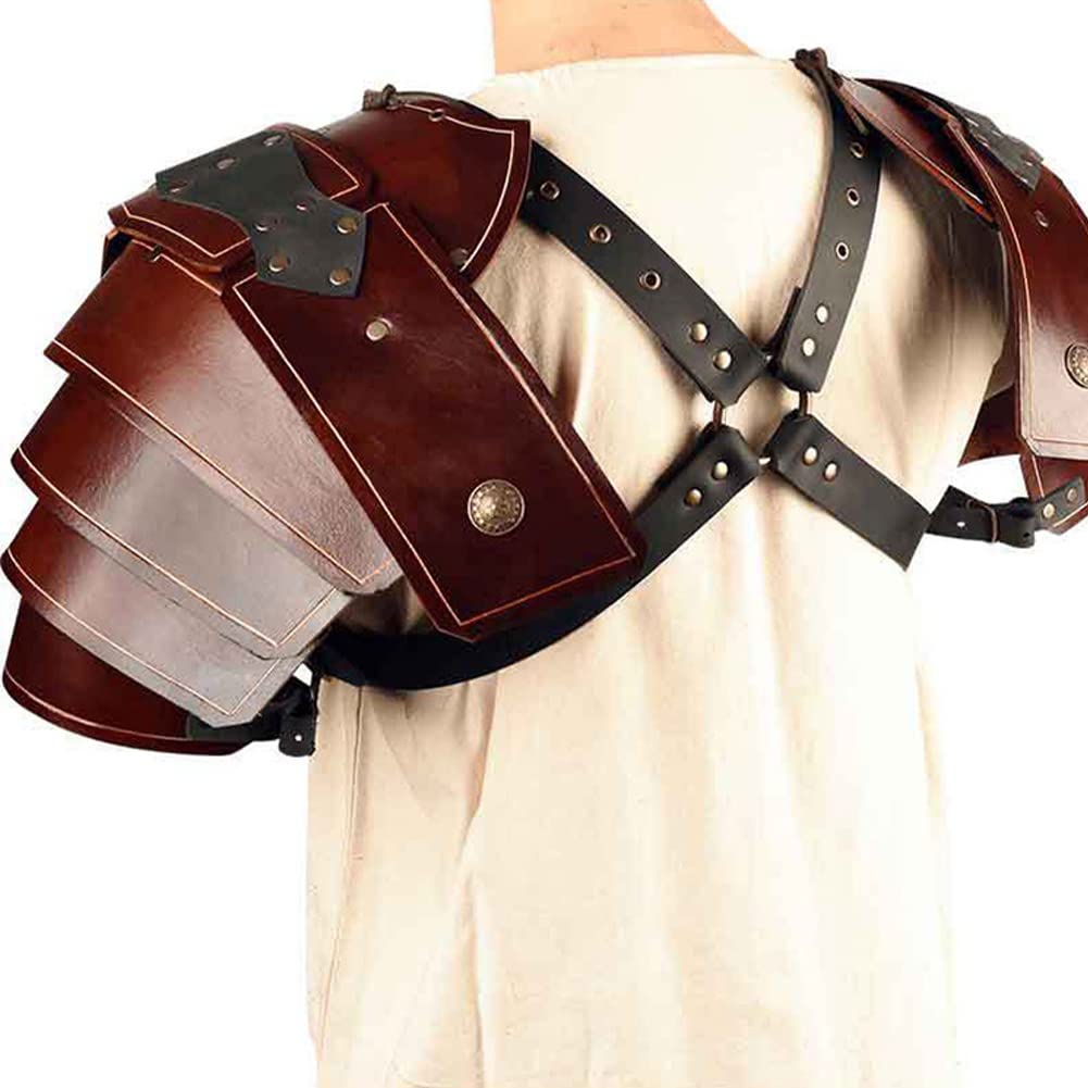 Costume medievale spalla armatura - Halloween cavaliere vintage protezione petto in pelle - Cosplay scena puntelli unisex accessori costume