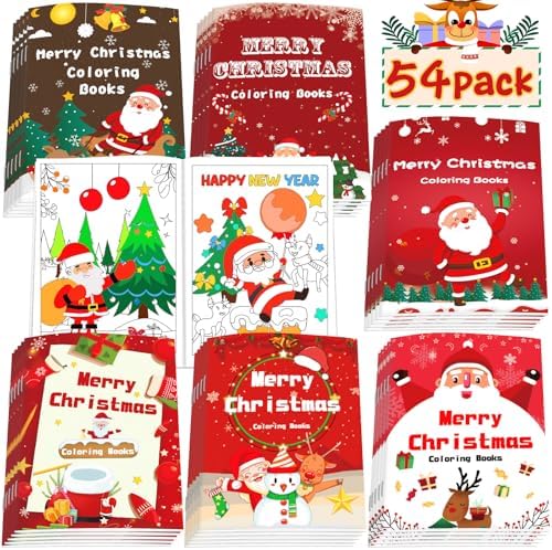 Mczan 42 Pack Christmas Holiday Coloring Books for Kids, Xmas Party Favors Gifts, Xmas Holiday Stockings Goodie Bags Stuffer Filler Party Supplies for School Classroom Activity