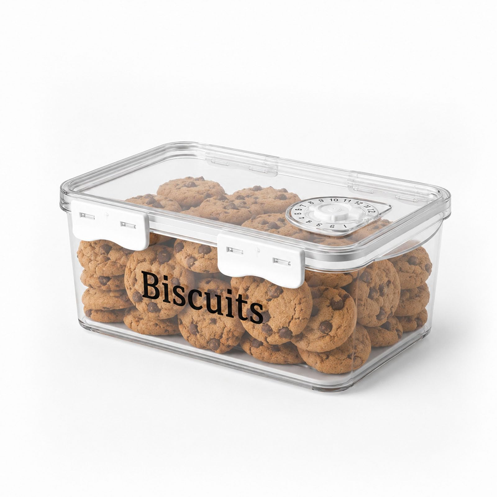 Gzsekken Large Biscuit Tin Airtight Biscuit Barrel 5 L Plastic Food Storage Containers with Time Recording,Jars Perfect for Sweets, Coffee, Sugar Container See Through Clear BPA-Free Plastic