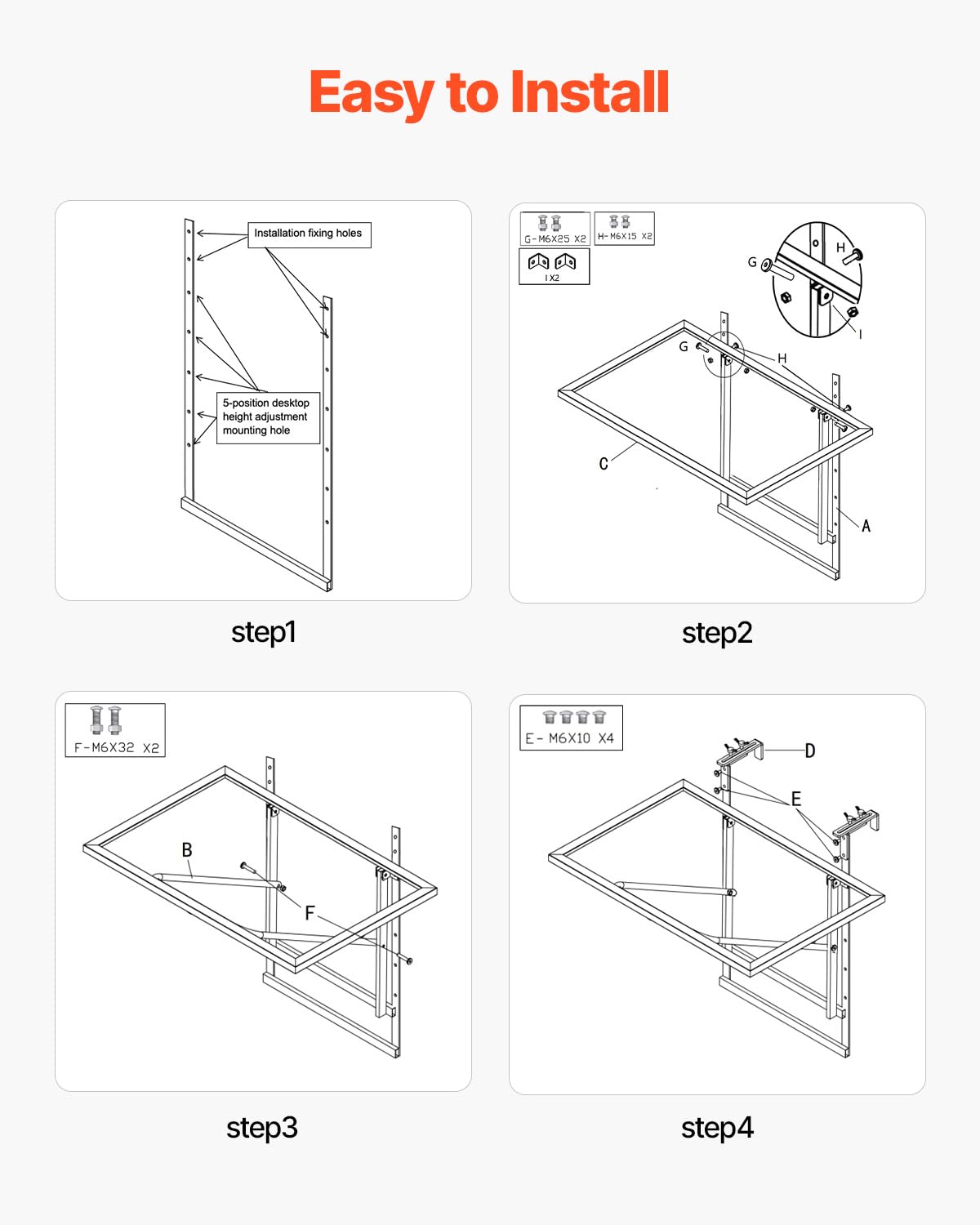 VEVOR Table Suspendue Balcon, 610 x 530 x 590 mm, Table de Bar Pliante Métal pour Balustrades de Balcon Extérieur, avec Plateau 610 x 410 mm, Réglable sur 5 Niveaux, pour Garde-corps de Patio Terrasse