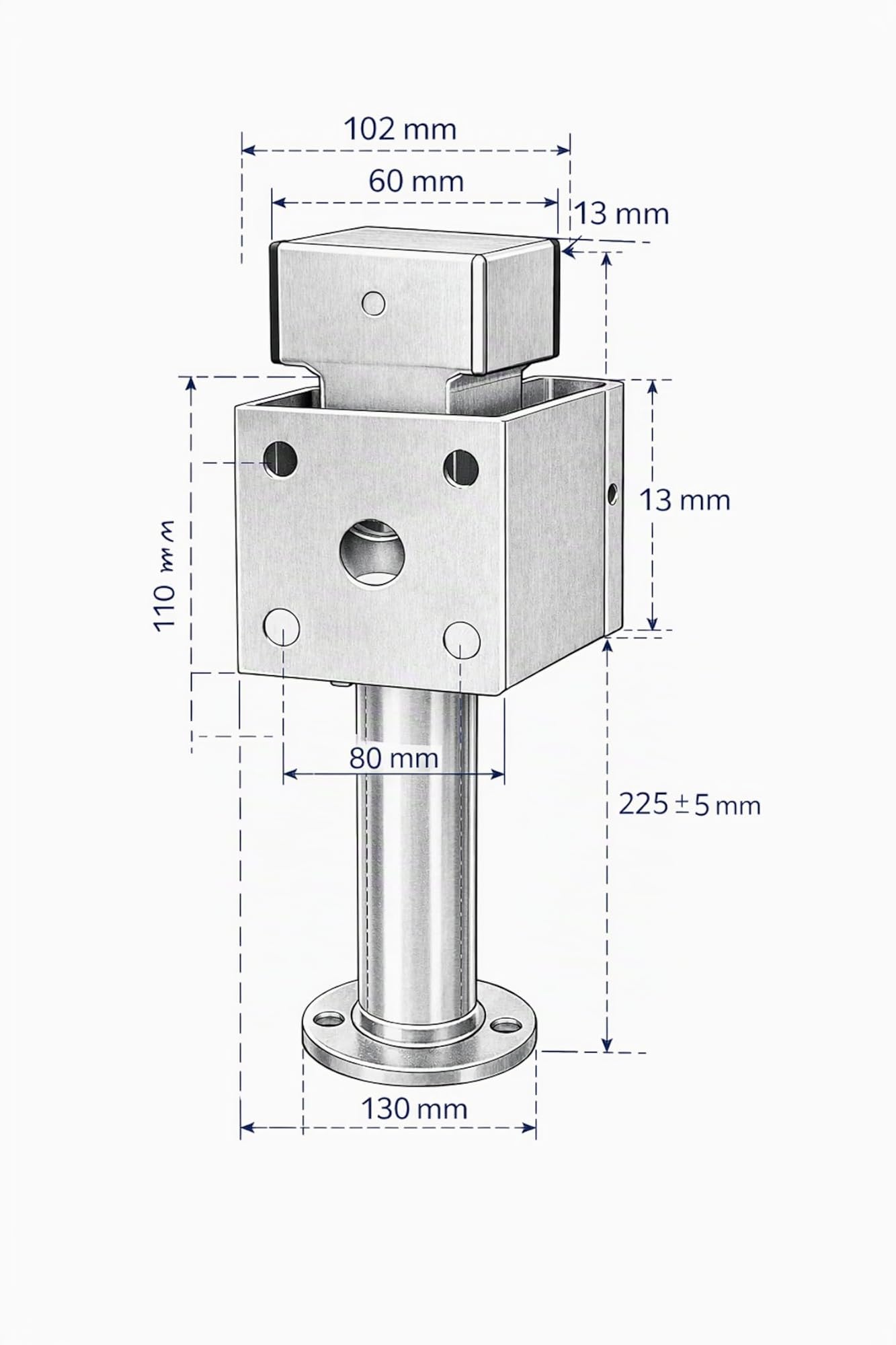 Preiswert&Gut 2X Anhängerstützen & Ausdrehstütze Wohnmobil – Stahlrohr 60x60 mm – höhenverstellbar 360-595 mm Kurbelstütze kippbar und Wohnwagenstützen Anhänger Stütze bis 1350 kg