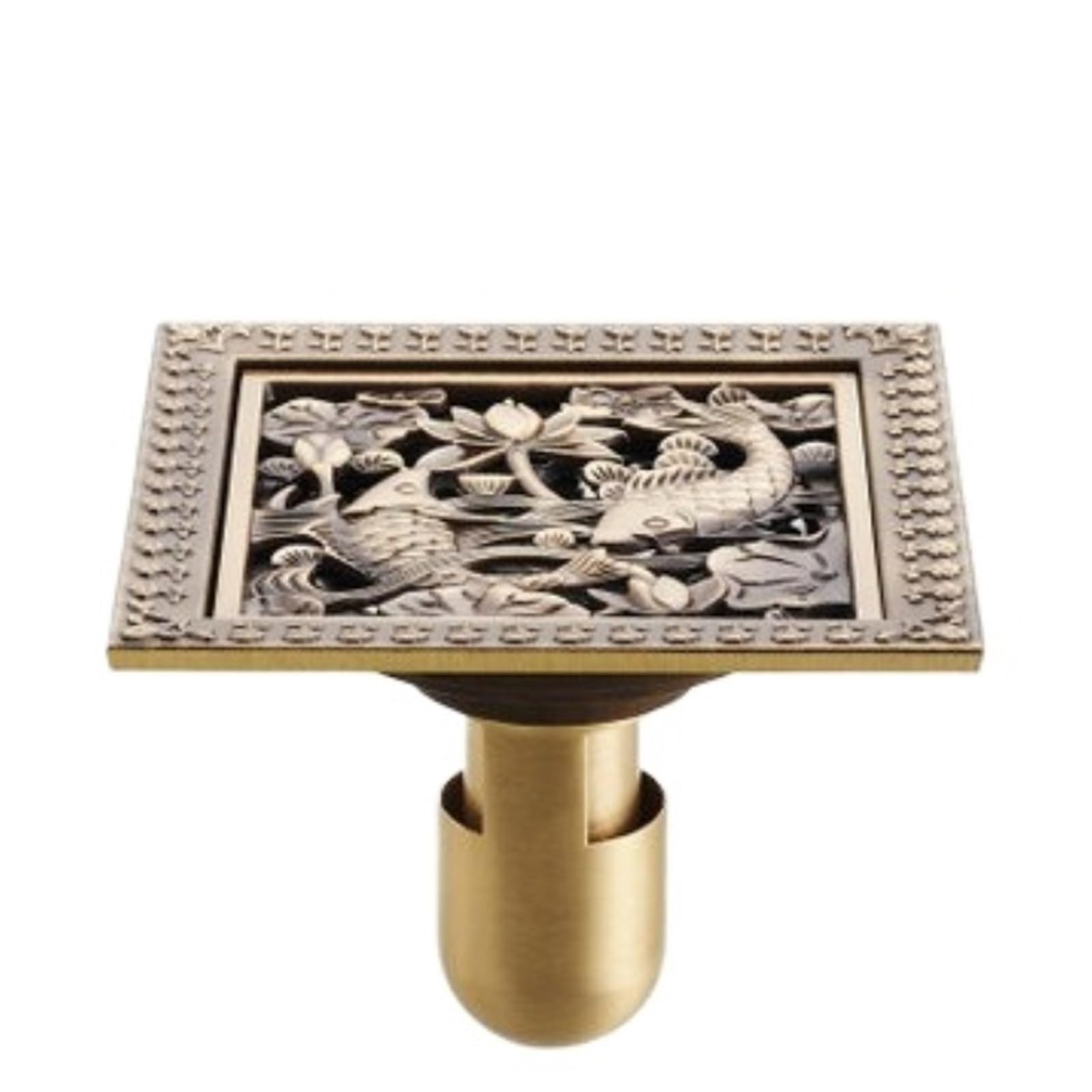 Floor Drain Cover Floor Drain Antique Brass Square Strainer Cover For Shower Bathroom(Style 1)