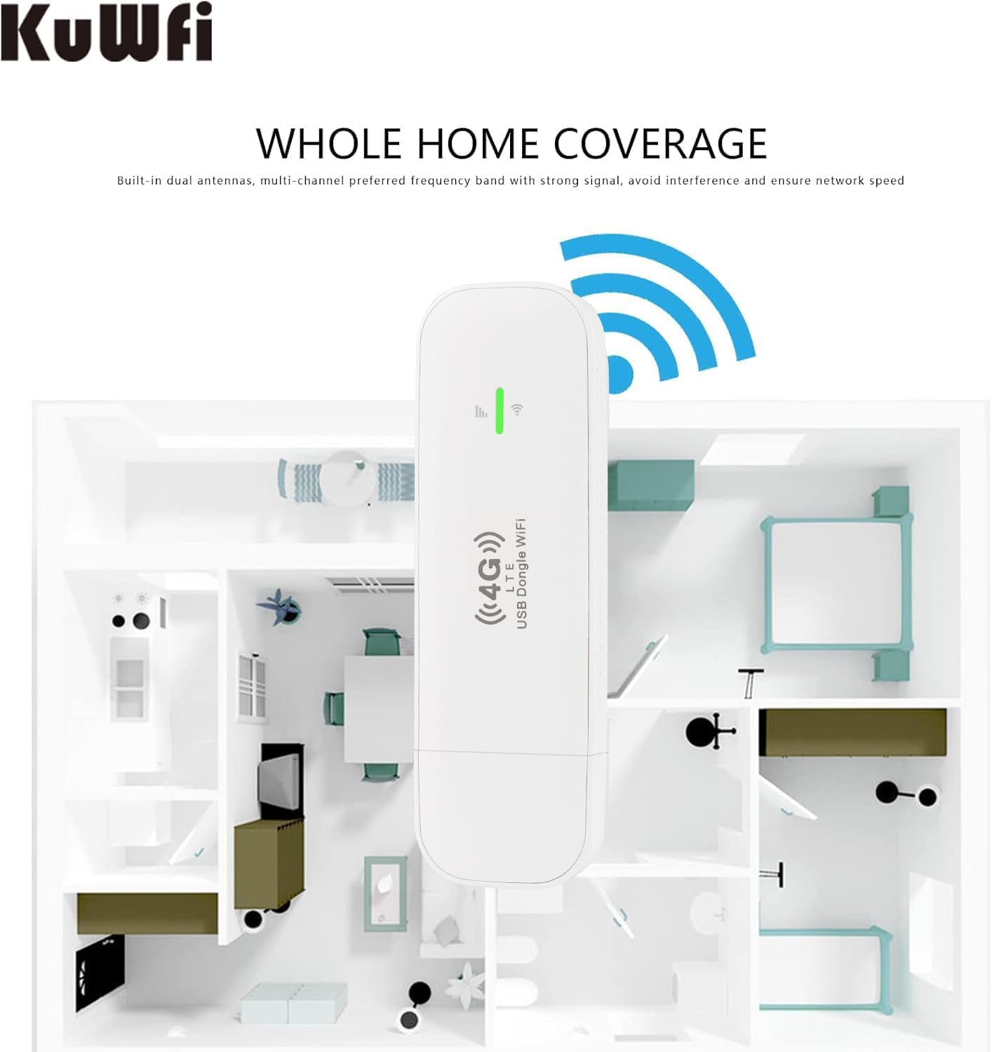 KuWFi Clé Internet 4G 150 Mbps, Modem USB LTE, Adaptateur Réseau