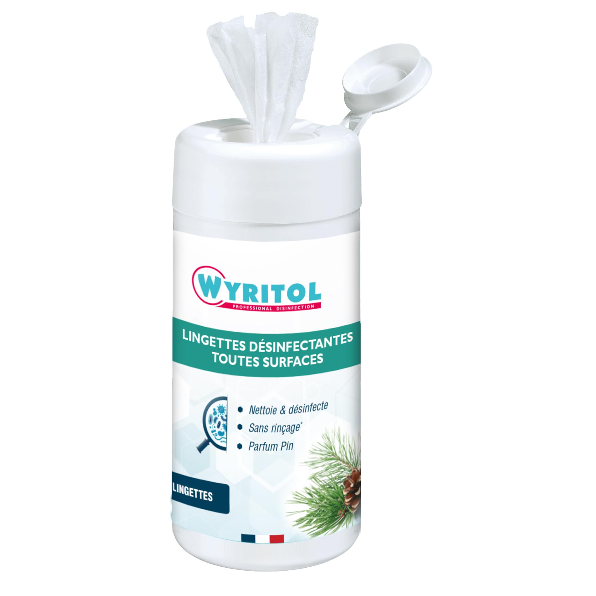 WYRITOL - Lingette désinfectante surfaces - nettoie et désinfecte - Sans rinçage - Usage unique - Multi usages - 120 pièces- Fabrication Française