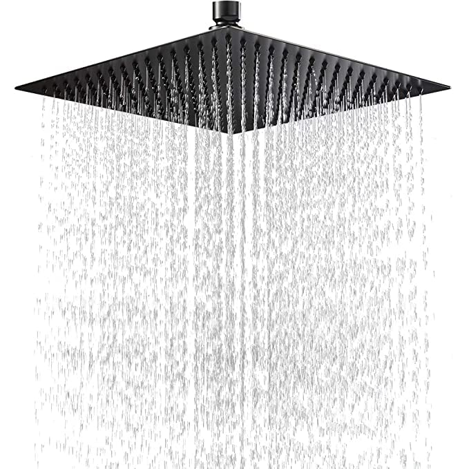 TOSCH Stainless Steel 304 12X12 INCHES Showerhead Grade High Pressure Square BLACK Extra Heavy Rainfall Ultra Slim Ceiling or Wall mount Overhead Shower Only (WITHOUT ARM) Black matte Finish (Series-Super Heavy) (B0BMYGRYVW) Amazon Price History, Amazon Price Tracker
