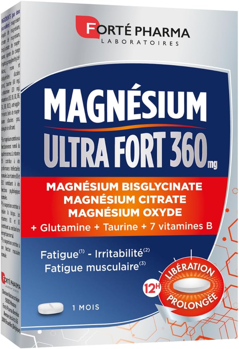 Forté Pharma – Magnesium Ultra Strong 360 | Stress Supplement – Taurine, Vitamin B12, Vitamin B6, Glutamine – Adult stress, Fatigue, Nervous System | 30 tablets = 1 month Forté Pharma – Magnesium Ultra Strong 360 | Stress Supplement – Taurine, Vitamin B12, Vitamin B6, Glutamine – Adult stress, Fatigue, Nervous System | 30 tablets = 1 month