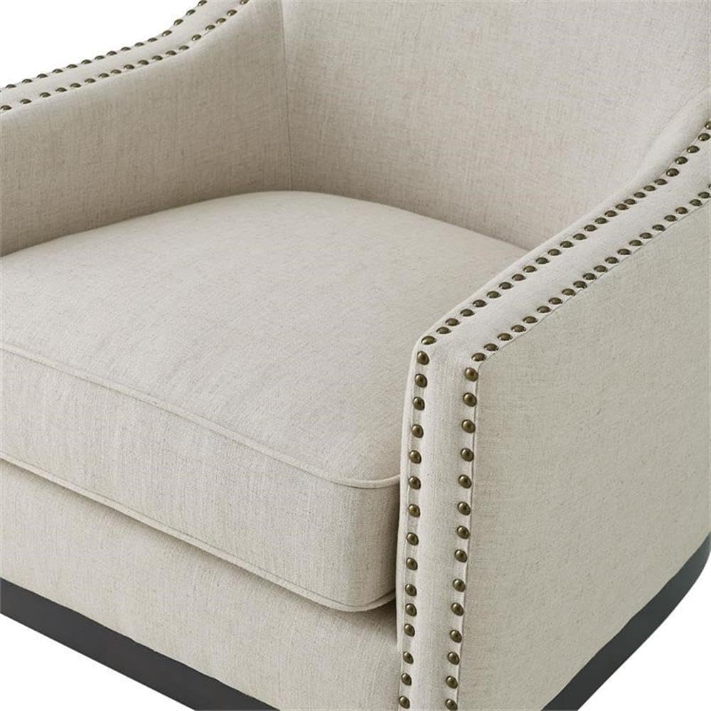 Steve Silver Roswell Beige Linen Accent Chair with Nailhead Trim