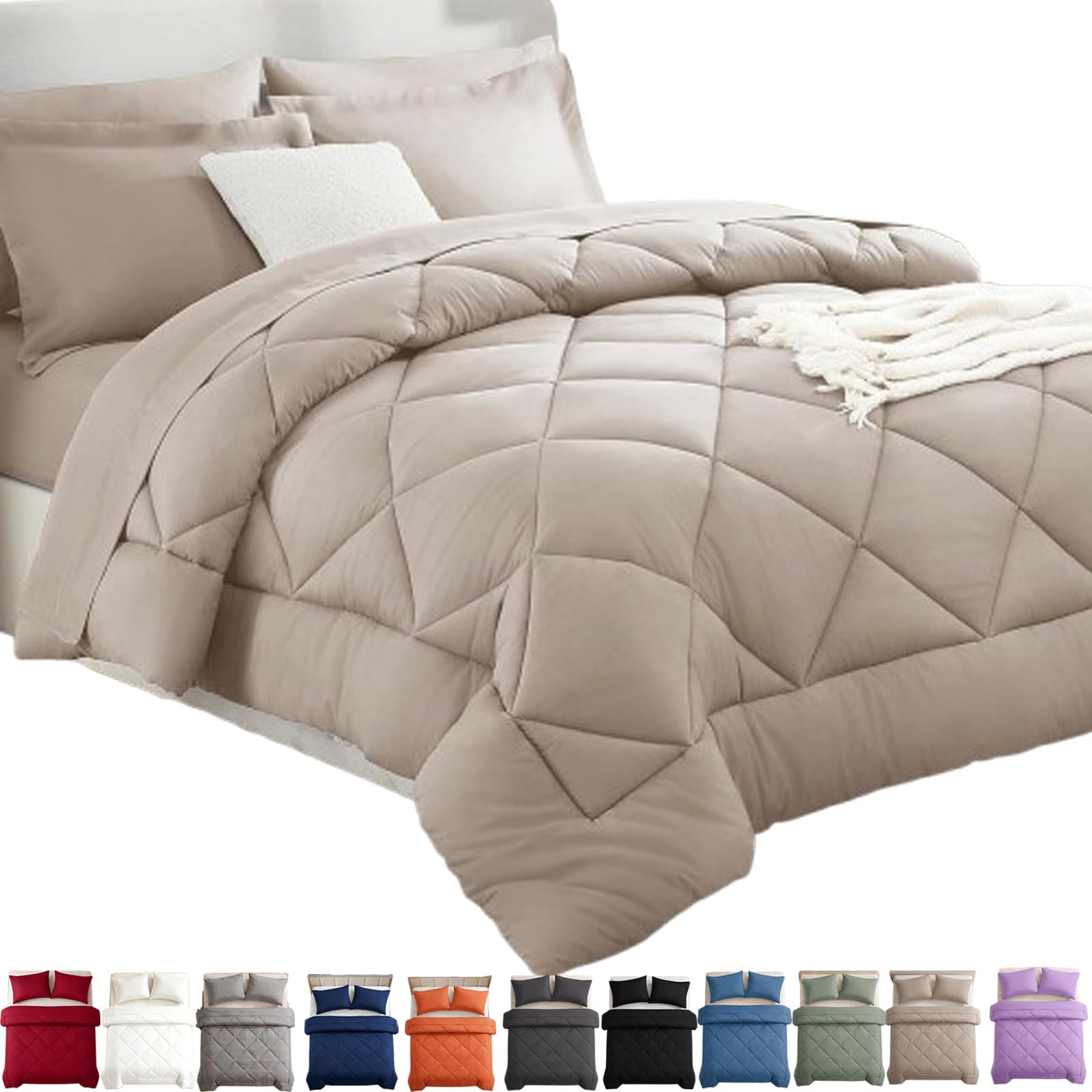 GXHNB Duvet And Cover In One, With 2 Pillowcases (Khaki,140 * 200cm)
