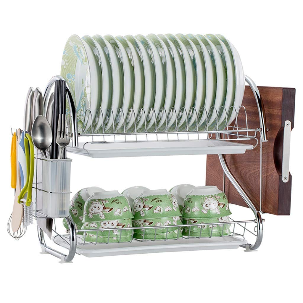 Estante de Almacenamiento de Almacenamiento de Cocina para Platos de Drenaje de Doble Capa de Metal 43 * 25 * 39 cm.