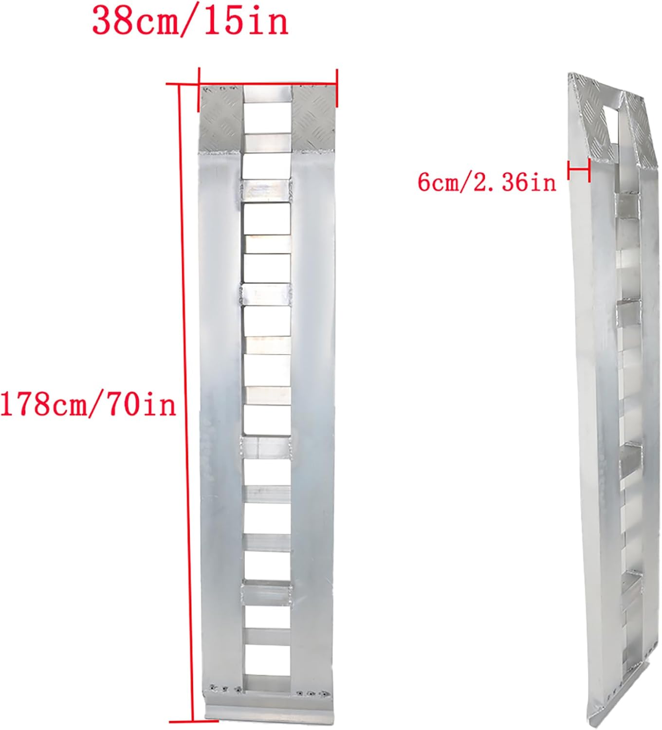 labwork 72 x 15 Aluminum Ramps 2 Pack - Heavy-Duty 6500Lbs Capacity for Car Trailer & Truck, Durable Aluminum Alloy, Ideal for Hook End Loading, Safety Tested, Perfect for Equipment & Vehicle Access