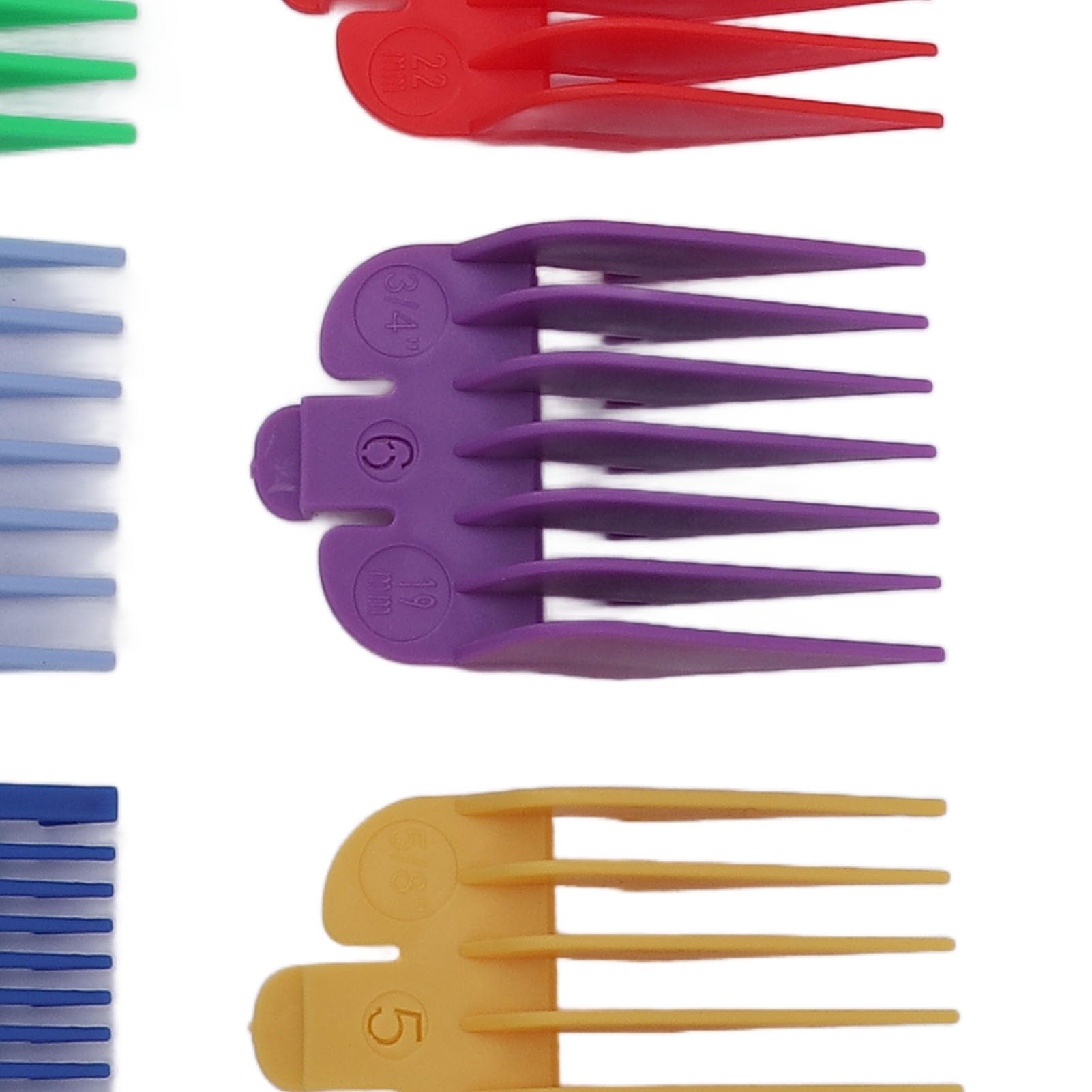 Haarschneidemaschinen-Schutz-Set, runde Ecken, bunte Zahlencodierte Führungskämme, ABS-Haarschneidemaschinenschutz, kompatibel mit Haarschneidemaschinen, 1,5/3/4,5/6/10/13/16/19/22/25 mm, 10 Stück