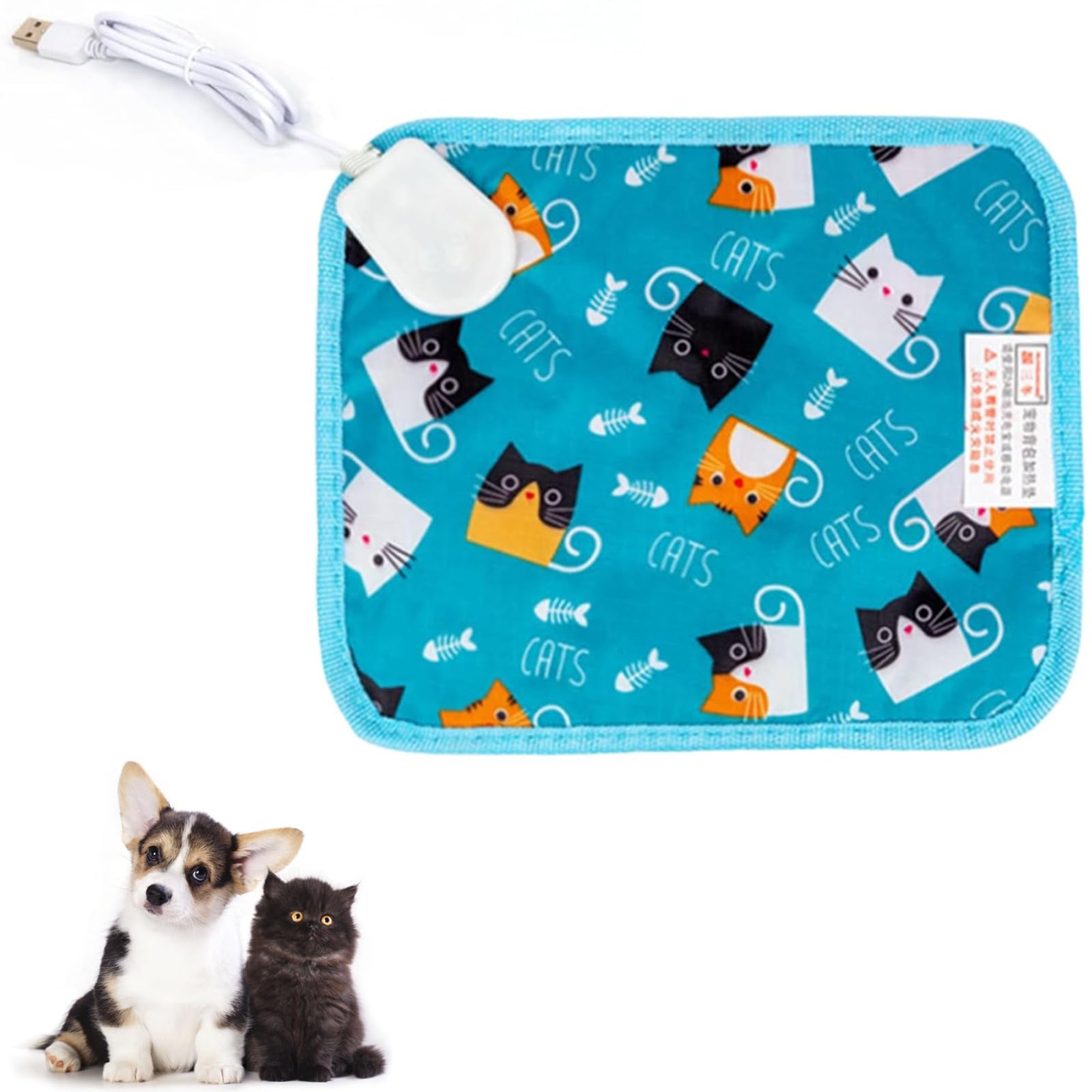 ペットヒーター ペット用ホットカーペット 小動物用ホットカーペット ペット 犬 猫 暖房器具 ペット加熱パッド 滑り止め 防水 耐摩耗 ヒーターマット USB給電式 カバー 寒さ対策 ペットバックパック加熱パッド 犬 猫 ハムスター ウサギなど (22*18cm)