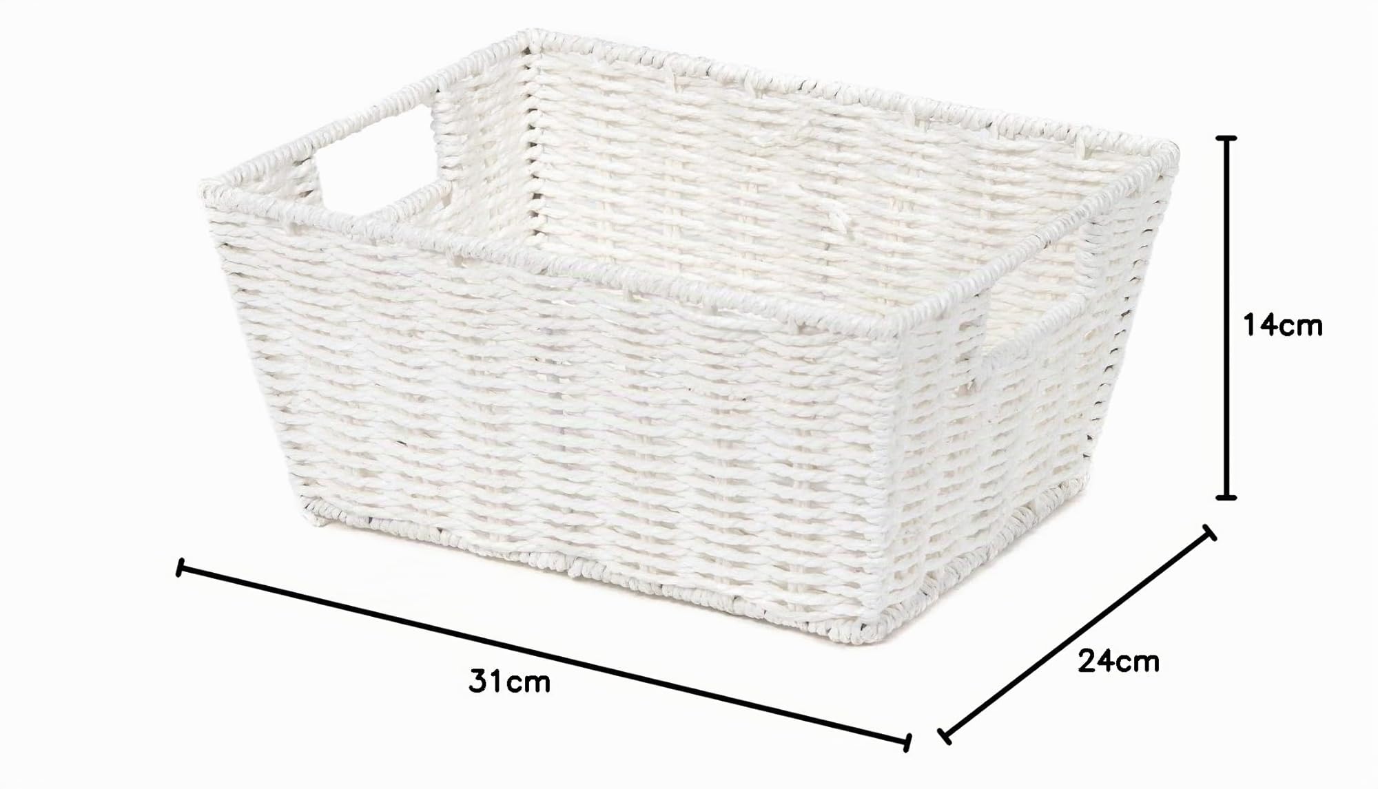 Compactor Etna Cesto Rettangolare in Carta Intrecciata a Mano, Bianco, 31 x 24 x H. 14 cm, RAN6544
