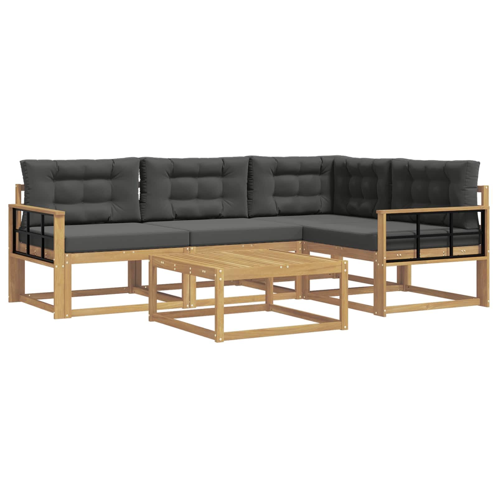 Sofaset für den Außenbereich aus Akazienholz | Modular, ergonomisches Design, Rückenlehne mit Lamellen, wetterfest, pflegeleicht