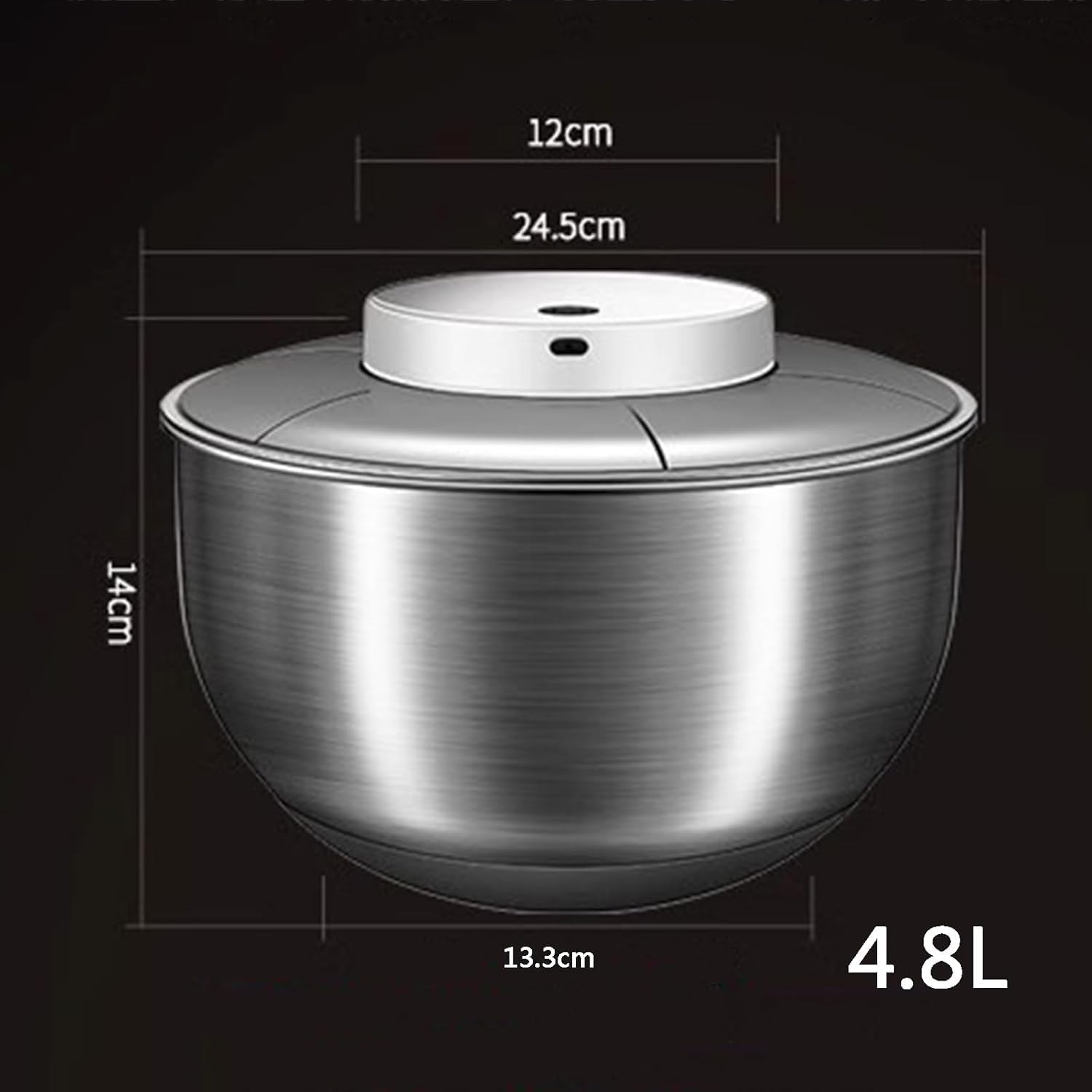 Centrifuga per Insalata Elettrica Automatica, Centrifuga per Lattuga da 4,8 Litri, Rondella per Lattuga Rotante per Insalata in Acciaio Inossidabile, Ricaricabile Tramite USB, per Insalata