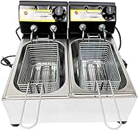 Fritadeira Elétrica Industrial a Oleo 2 Cubas 5 Litros 1500W, Resistência em Aço Inox, Controle de Temperatura 50-300° (110V)
