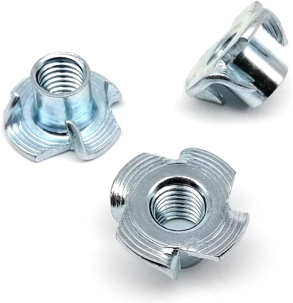 CHATROOM 1 Box 115pcs M4 M5 M6 M8 Thickened Steel Four Claws Speaker Nut Blind Pronged Insert T-nut Wood Furniture Nut Assortment Kit Set