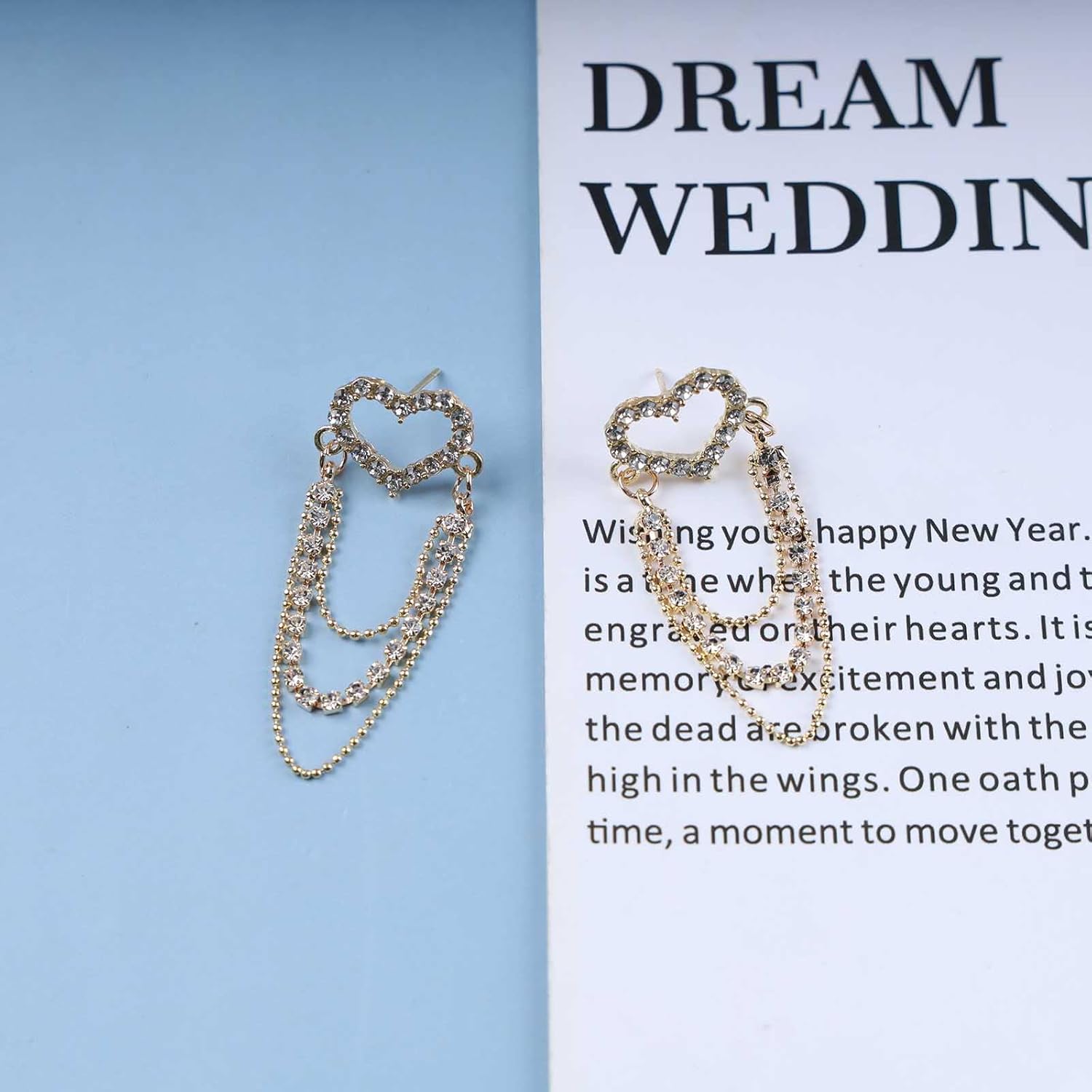 Andelaisi Boho Crystal Heart Earrings Vintage Cz Chain Tassel Earrings Heart Tassel Chain Earring Bling CZ Tennis Tassels Earring Jewelry for Women - Image 5