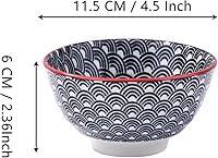 Vista 23 de Japanese Black Rice Bowls Set of 4, Ceramic Asian Bowls Sushi Bowls for Rice, Oats, Soup, Snacks, Desserts