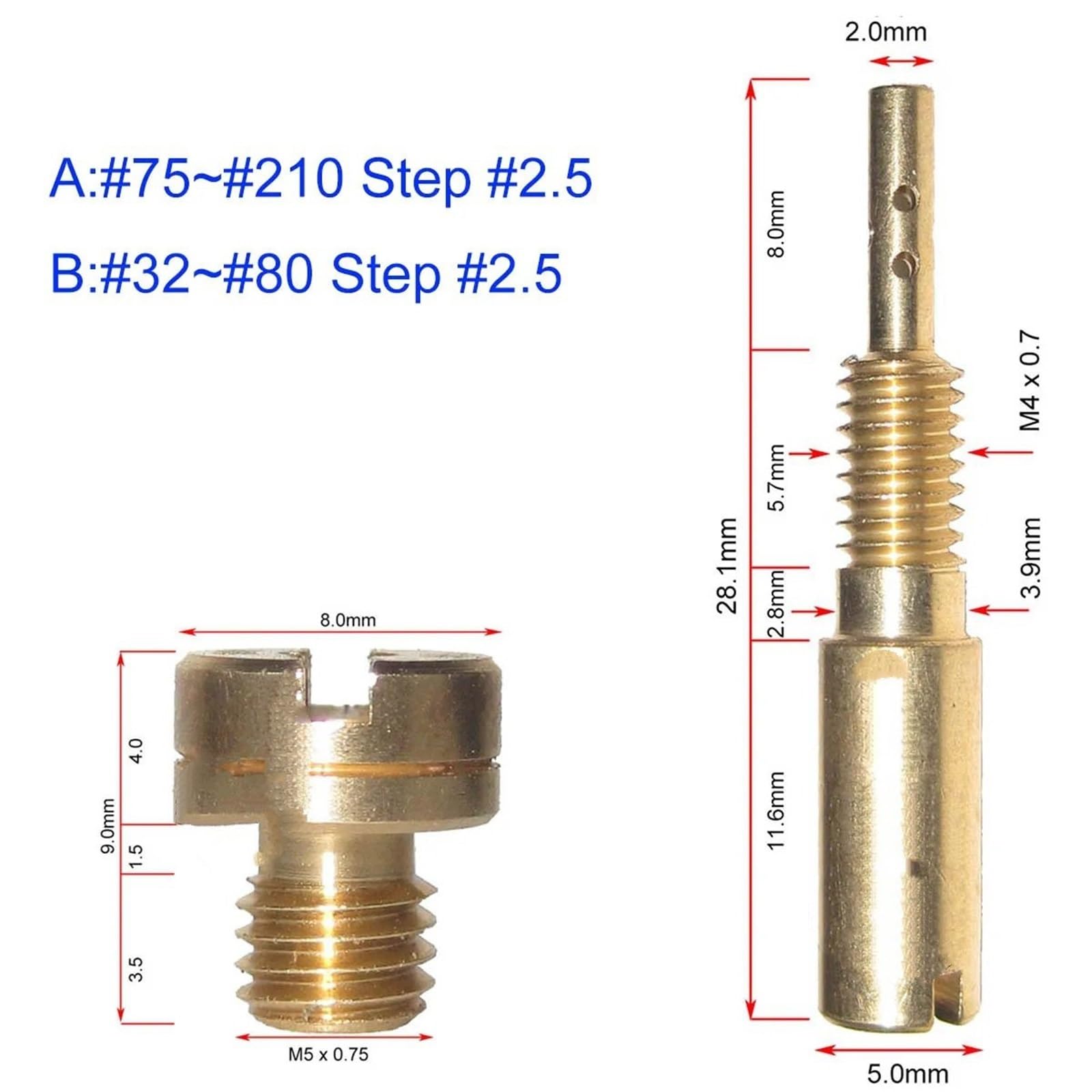 Lot de 10 gicleurs principaux carburateur moto, adaptés aux buses d'injecteur Mikuni NSR KSR(100-122)