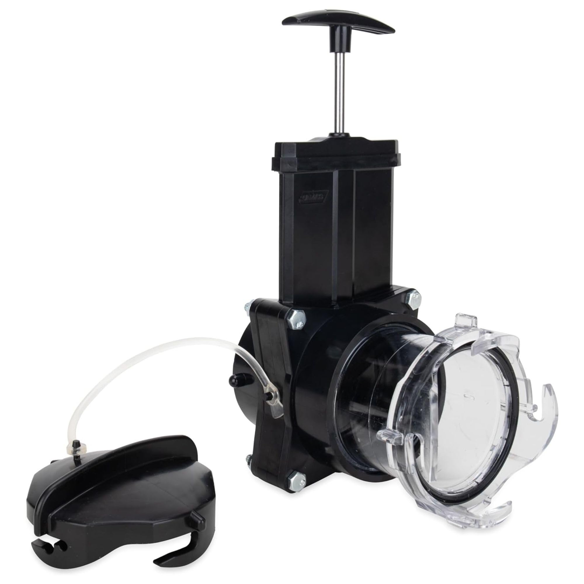 Photo 1 of Camco Camper/RV Gate Valve - Features Built-In 3.5-Inch Clear Adapter & 4 Bayonet Prongs - Fits 3-Inch Sewer Fittings & Connects Easily to RV Drain Pipe (39053)