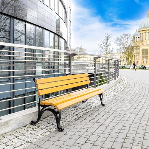 REKORD Banc de Jardin 170 x 59 x 73 cm Banc d’extérieur Robuste en métal et Bois avec Dossier résistant aux intempéries pour Parc terrasse et Avant-Cour...