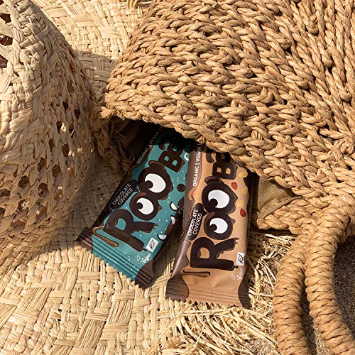 Roobar Mandel-Riegel mit Schokoladenüberzug – 100% Bio, Vegan, Fruchtriegel, milchfrei & glutenfrei, ohne raffinierten Zucker - 16 x 30g Riegel