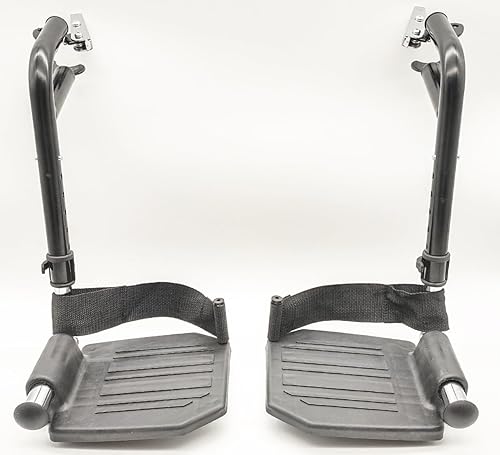 Miniatura 2 de Reposapiés económico para sillas de ruedas estándar y silla de transporte, plantillas compuestas y trabillas para el talón, reposapiés universales