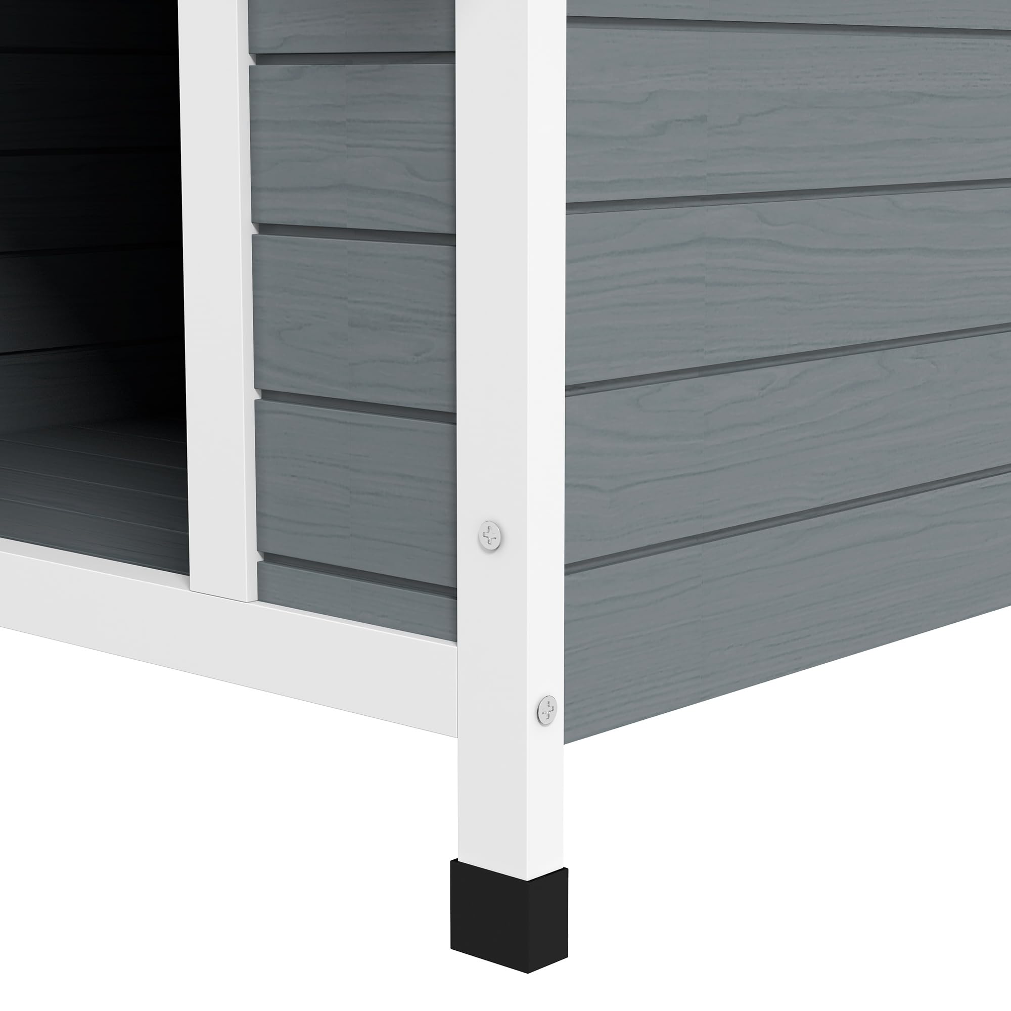PawHut Niche pour Chien extérieure en Bois, Maison Chien avec Plancher Amovible, Pieds réglables, 84 x 99 x 87 cm, Gris